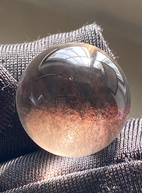 天然水晶超七红针发吊坠圆珠DIY水晶单珠饰品项链14mm一物一图