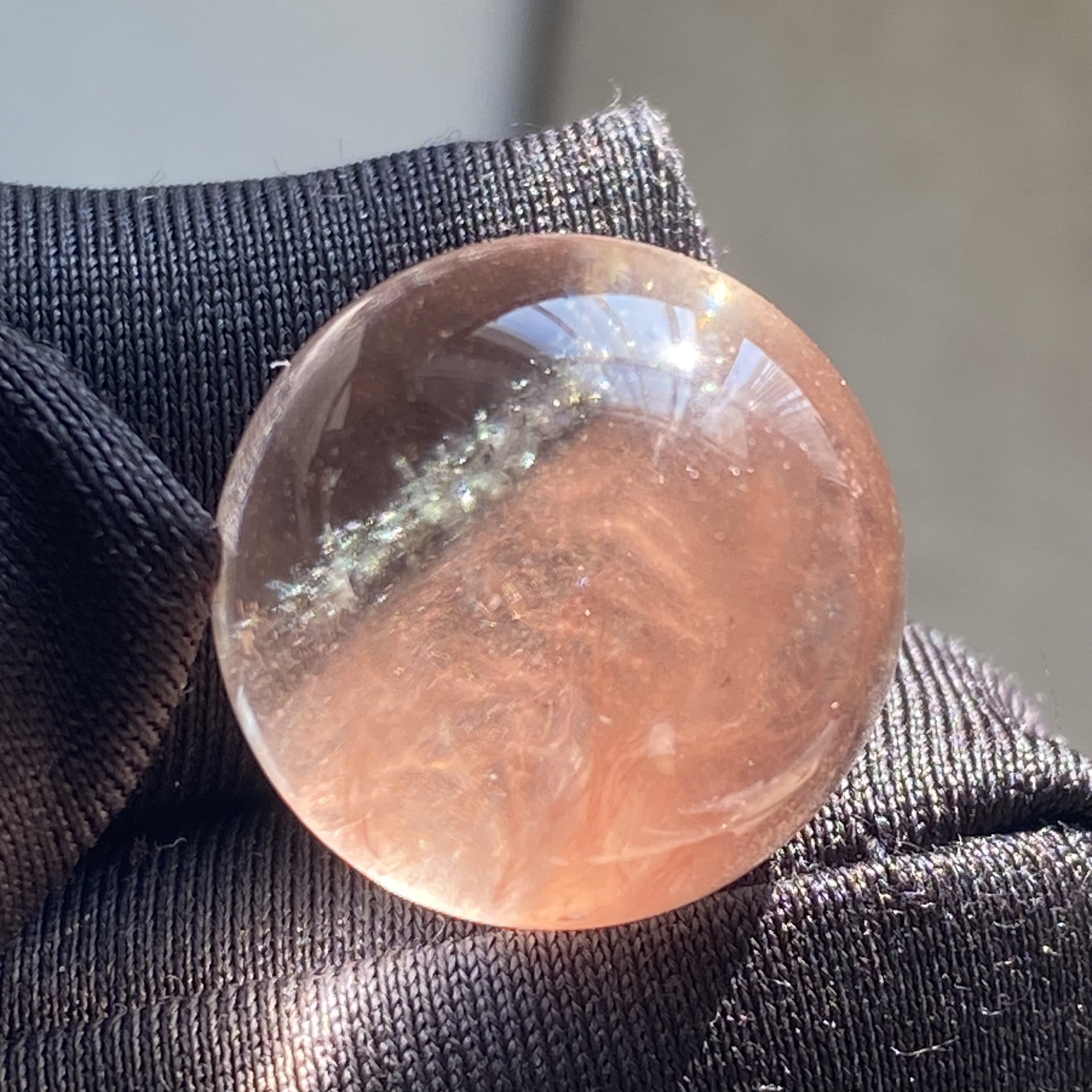 天然水晶红兔毛吊坠圆珠DIY兔毛单珠饰品项链16.5mm一物一图