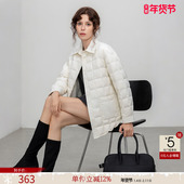 德玛纳轻量90鹅绒衬衫 宽松简约翻领保暖外套 新款 式 羽绒服女25冬季