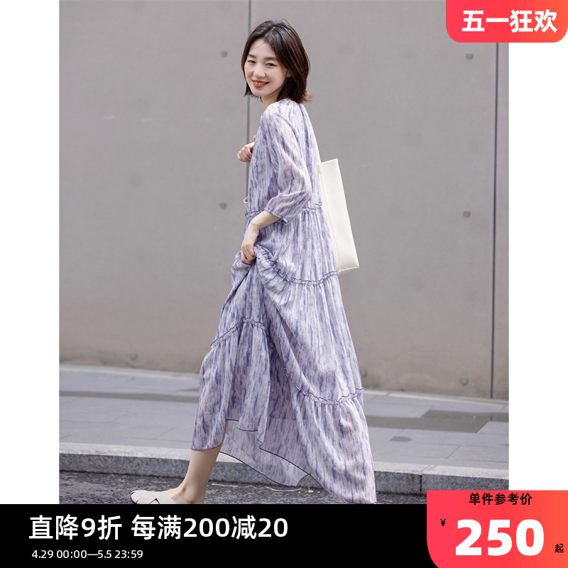 德玛纳夏季法式连衣裙2024春款女小众设计感裙子高级感显瘦碎花裙