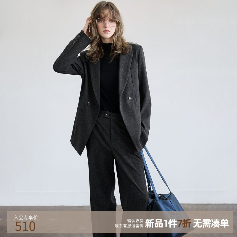 德玛纳商务通勤西服套装女26春季新款垫肩收腰西装气质西裤两件套,女装/女士精品,时尚套装,淘宝优惠券,粉丝福利购,淘宝优惠卷