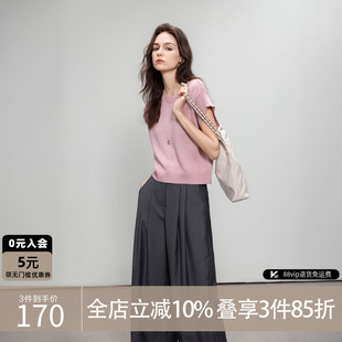 女25夏季 简约风无袖 德玛纳甜美多巴胺圆领线衫 新款 上衣 短款 针织衫