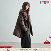 中长款 德玛纳90鸭绒连帽羽绒服女26冬季 新款 系带宽松加厚保暖外套