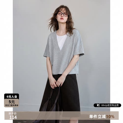 德玛纳空气层假两件女卫衣