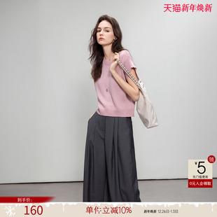 女25夏季 线衫 新款 短款 上衣 简约风无袖 德玛纳甜美多巴胺圆领针织衫