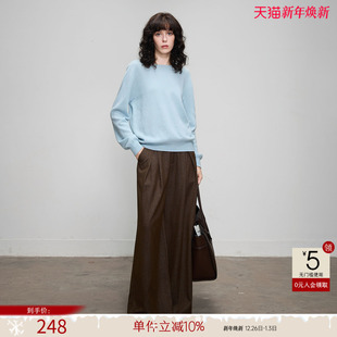 简约舒适小个子针织衫 新款 女25冬季 德玛纳无缝一体绵羊毛圆领线衫