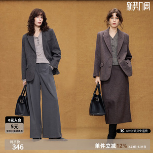 戗驳领保暖通勤宽松西服上衣 新款 德玛纳静奢商务西装 外套女26春季