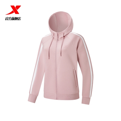 特步女士针织卫衣外套