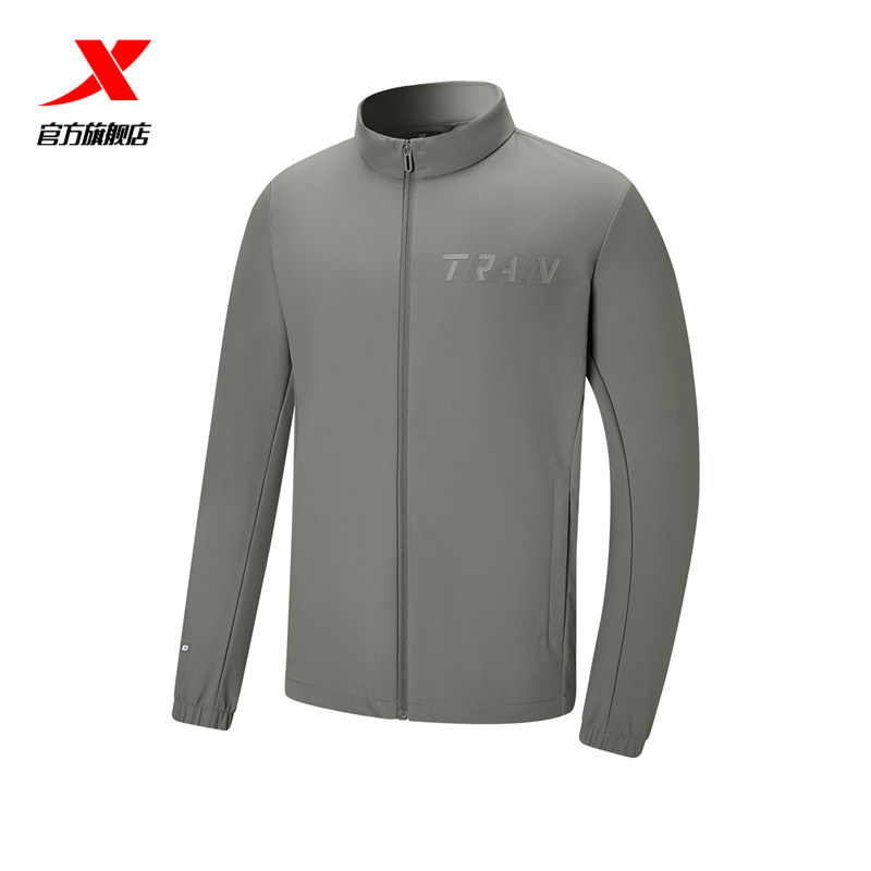 特步运动风衣男士正品春秋冬新款休闲单衣立领百搭男健身外套长袖