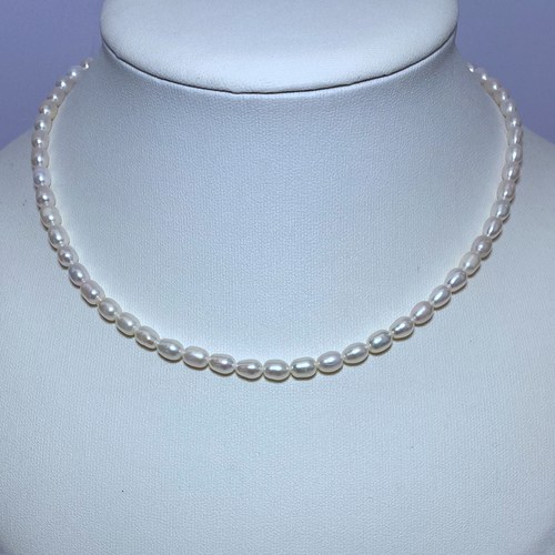 天然白色米形淡水珍珠项链小米珠