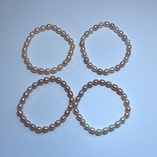 天然米形淡水无核珍珠弹力绳手链