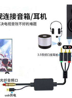 光纤音频optical适用三星海信华为小米电视转接3.5耳机输出音响线