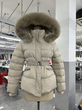 2025韩国90白鸭绒加厚羽绒服冬季新款真狐狸毛连帽收腰显瘦中长款