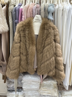 进口狐狸整皮背毛车条晕染工艺毛毛皮草外套女 聚光焦点