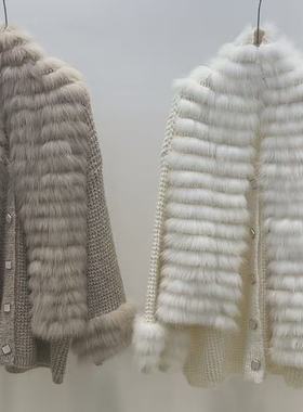 Atu Studio/ 娇宠贵女 可拆卸狐狸毛领显白百搭毛衣 针织开衫外套