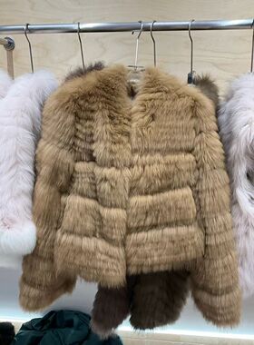 进口狐狸毛车条皮草外套女短款2025年冬季年轻款小个子毛茸茸大衣
