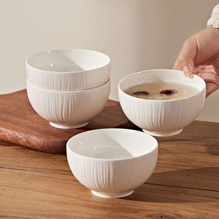 纯白陶瓷饭碗家用2025新款釉下彩餐具吃饭碗高颜值小碗简约碗具