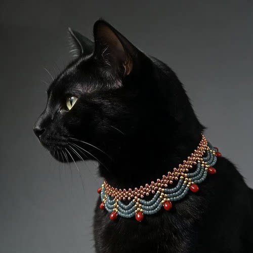 小猫狗宠物项链原创小众国风宠物项圈德文比熊雪纳瑞小鹿犬脖配饰