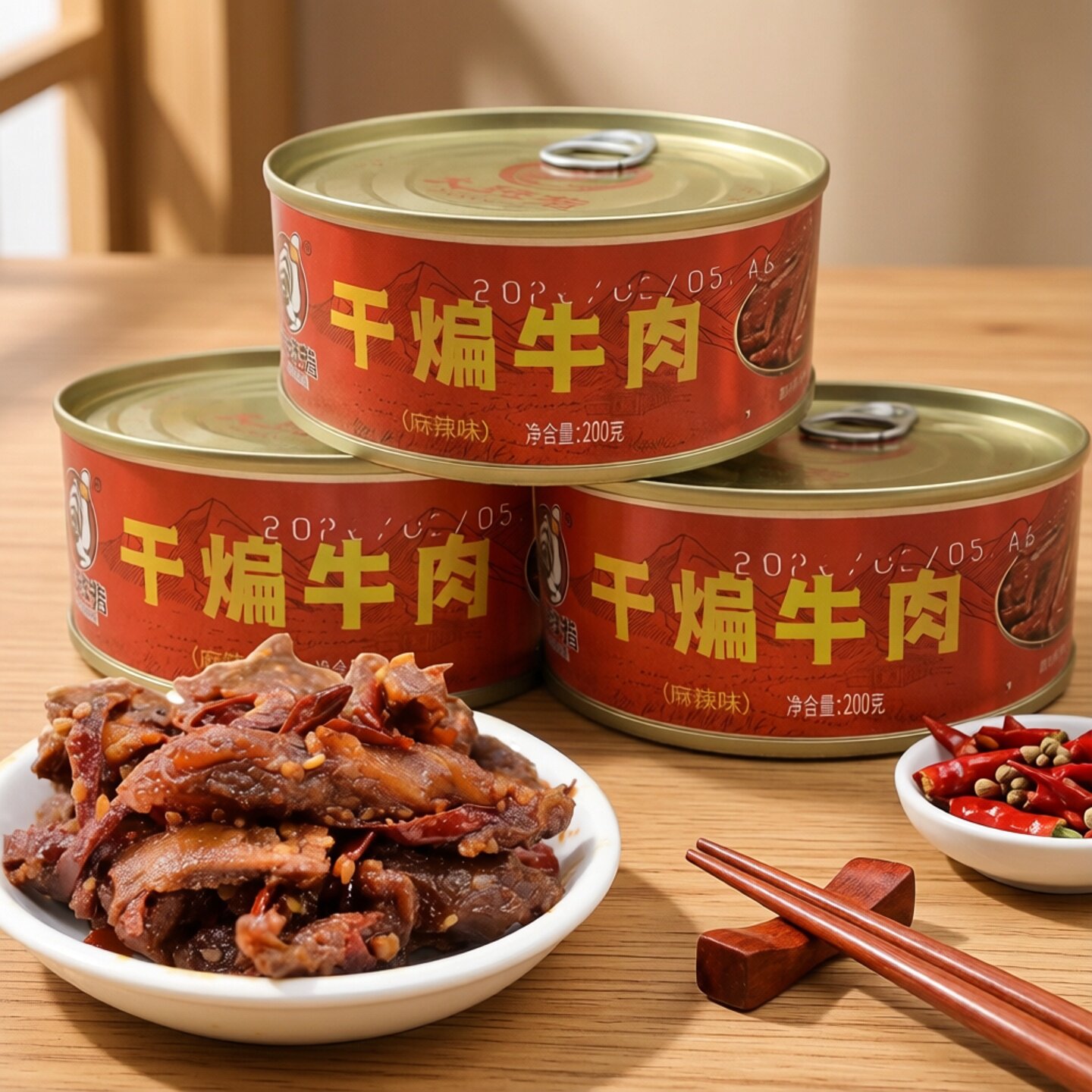 大班指干煸牛肉200g罐装四川达州特产麻辣味牛肉条冷吃牛肉罐头