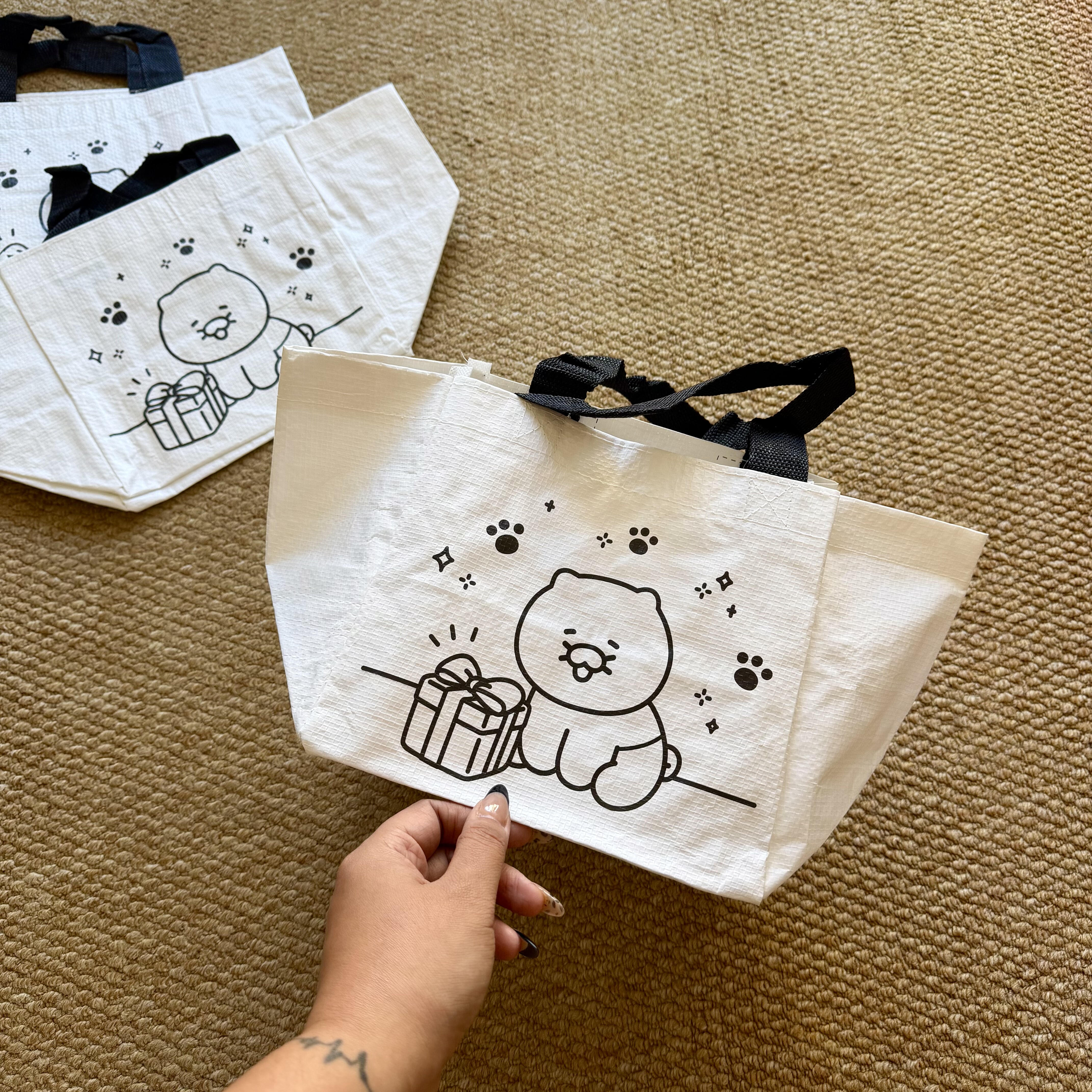 表情饭盒袋便携手拎袋搭扣便当袋上班族多功能手提袋杂物收纳袋