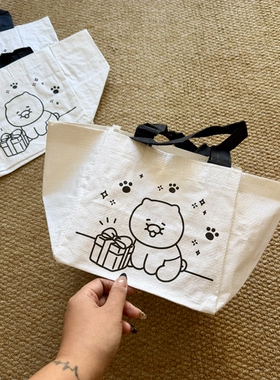 表情饭盒袋便携手拎袋搭扣便当袋上班族多功能手提袋杂物收纳袋