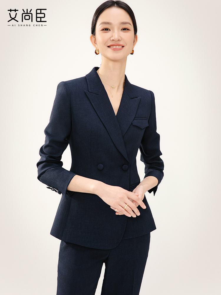 藏青色西装套装女高级感气质女神范修身显瘦售楼部酒店前台工作服