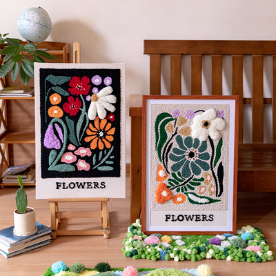 手工diy戳戳绣材料包装饰画