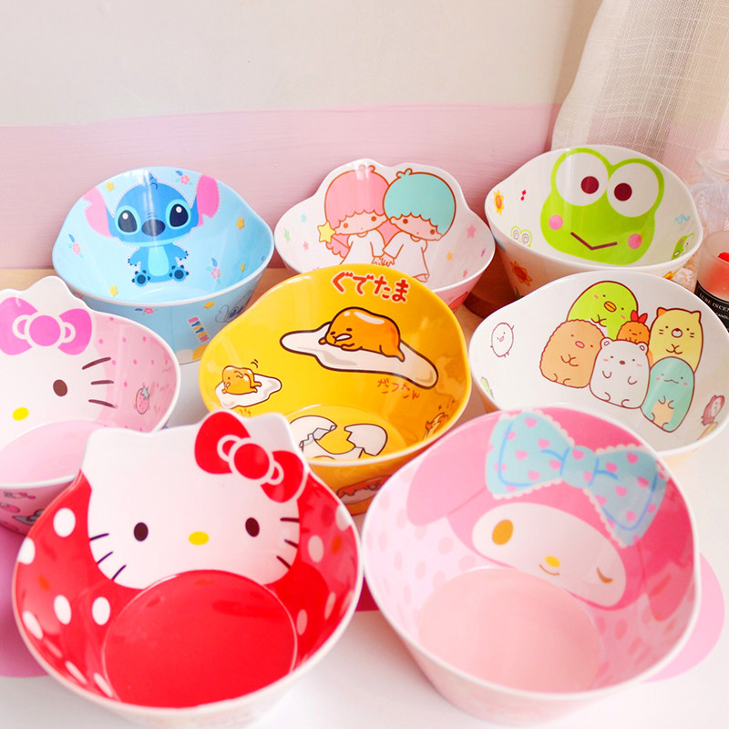 Cartoon Kitty melamine anti falling Creative Baby soup bowl