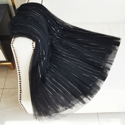 高级感星空亮片网纱百褶半身裙