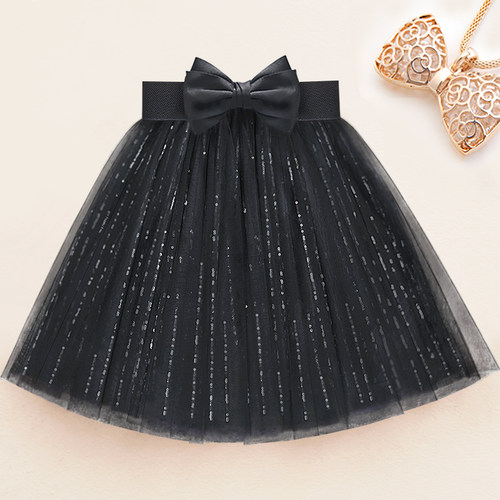 星空亮片网纱仙女蓬蓬洋气短裙