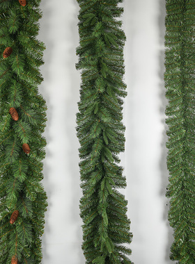 圣诞节装饰品9尺2.7m高级仿真加密绿色藤条装饰PVC混合PE松针藤条