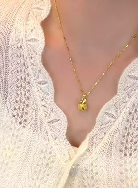 秋冬苹果吊坠项链女款