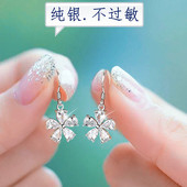 圆脸耳环女纯银高级感气质显瘦挂钩耳饰水晶防过敏2020新长款 耳坠