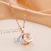 灵动双c项链高级设计感小众轻奢通勤钛钢锁骨链2024新款 网红爆款