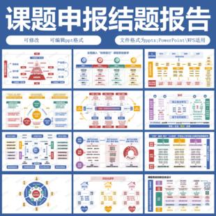 课题申报精选12图教学能力比赛PPT模板结题架构图12十二图设计图