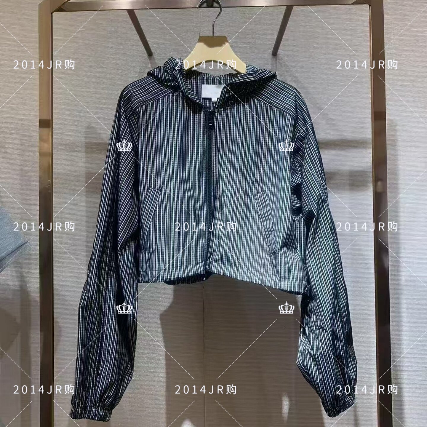 JR专柜正品2025秋新款黑色运动休闲连帽外套抽绳风衣女士XRJ5W07C