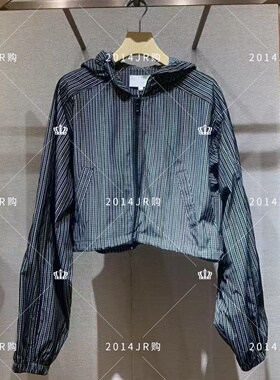 JR专柜正品2025秋新款黑色运动休闲连帽外套抽绳风衣女士XRJ5W07C