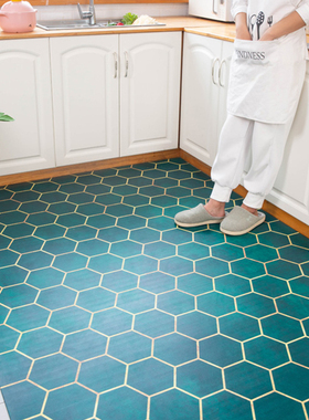 轻奢高级皮革厨房地垫防滑防油防水可擦免洗整满铺PVC脚垫可裁剪