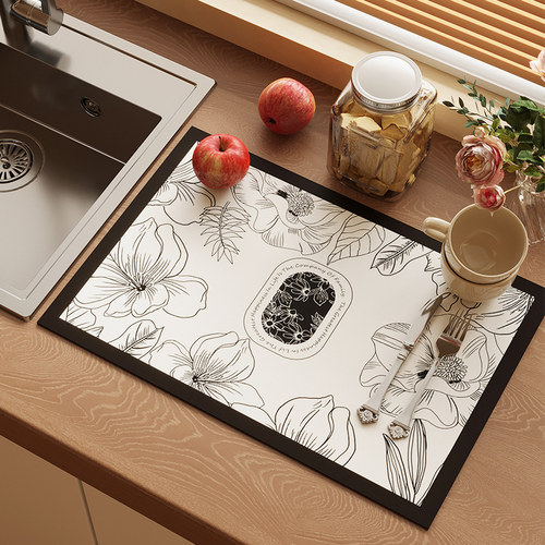 厨房沥水垫台面吸水垫碗碟控水垫咖啡机垫桌面隔热保护洗手台垫子