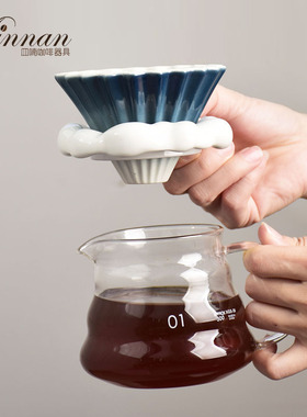 MINNAN皿喃釉原创云间滤托V60折纸滤杯手冲咖啡云朵分享壶套装