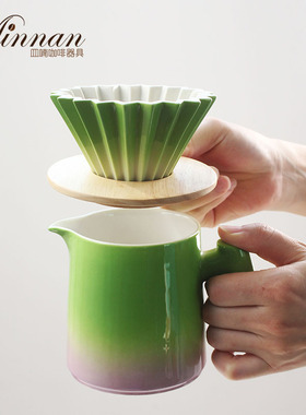Minnan皿喃釉下彩渐变色手冲咖啡分享壶折纸滤杯色彩感官品鉴杯