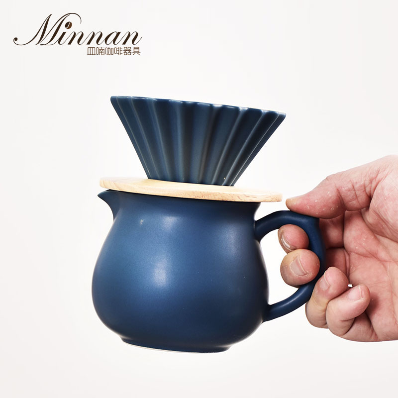 MINNAN原创折纸滴滤陶瓷咖啡品鉴闻香杯1-2人手冲咖啡分享壶套装