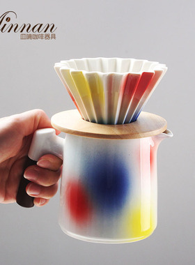 Minnan皿喃釉下彩桃花洞釉手冲咖啡分享壶器具折纸滤杯感官品鉴杯