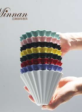 MINNAN手冲咖啡器具陶瓷折纸滤杯适用V2W185大号蛋糕滤纸专用滤杯