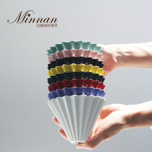 MINNAN手冲咖啡器具陶瓷折纸滤杯适用V2W185大号蛋糕滤纸专用滤杯