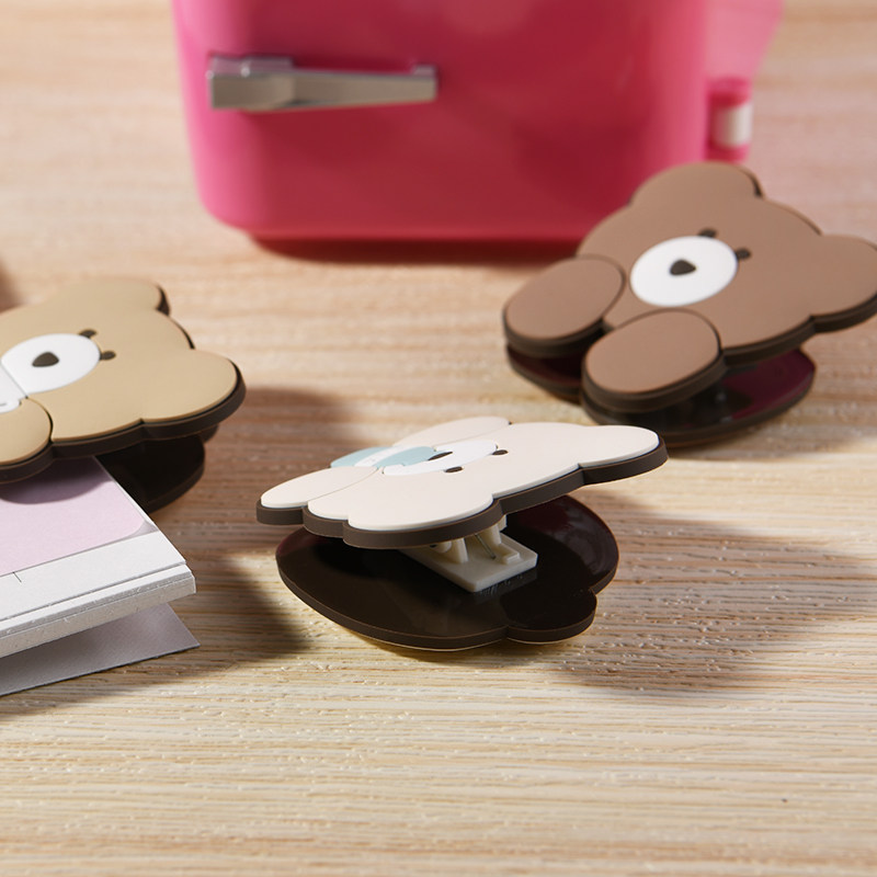 일본 수입 모코모차 롱테일 클립 소형 클립 파일 수납 정리 스낵 씰 PVC 힙 베어