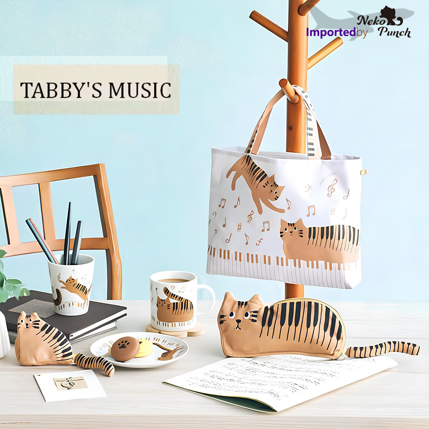 日本进口SetoCraft钢琴音乐猫咪笔袋零钱卡收纳包手提袋创意送礼