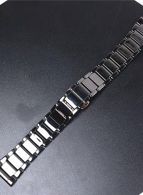 替换AR70002飞行员陶瓷表带22mm蝴蝶扣黑色表链手表配件