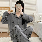 甜美ins风长袖 长裤 可爱KT猫学生开衫 德绒睡衣女春秋季 大码 家居服