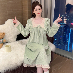 公主风海岛绒加大码睡裙女秋冬季胖mm200斤珊瑚绒宽松孕妇家居服